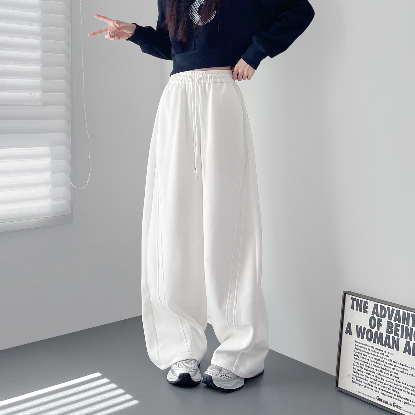 蜜略大码显瘦胖mm阔腿裤梨形身材