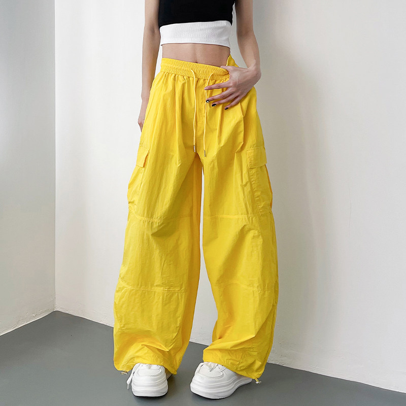 冰丝速干休闲阔腿裤女夏季大码胖ｍｍ显瘦遮肉香蕉黄直筒工装裤薄,女装/女士精品,大码裤装,淘宝优惠券,粉丝福利购,淘宝优惠卷