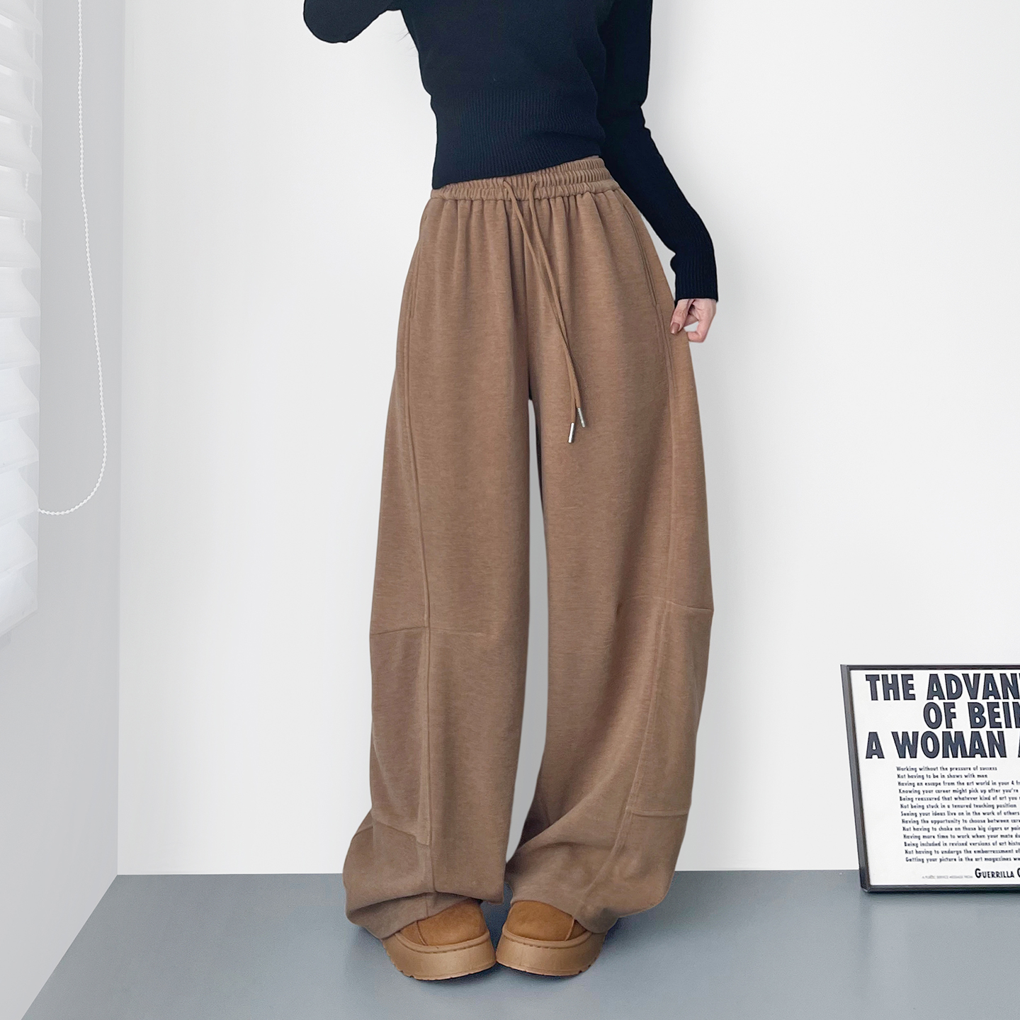 蜜略大码秋冬胖mm阔腿裤梨形身材