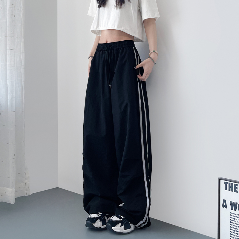 蜜略大码宽松胖MM夏季运动阔腿裤