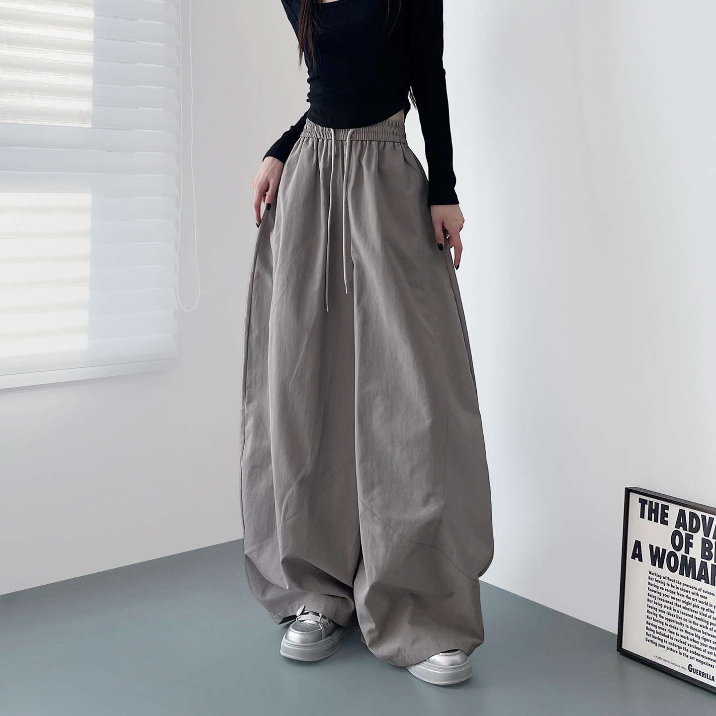 2026春季流行新款大码胖mm显瘦宽松运动裤女酷飒拽姐跳舞阔腿裤子,女装/女士精品,大码裤装,淘宝优惠券,粉丝福利购,淘宝优惠卷