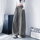设计感格子阔腿裤 女秋季 新款 大码 胖mm梨形身材显瘦慵懒拖地休闲裤