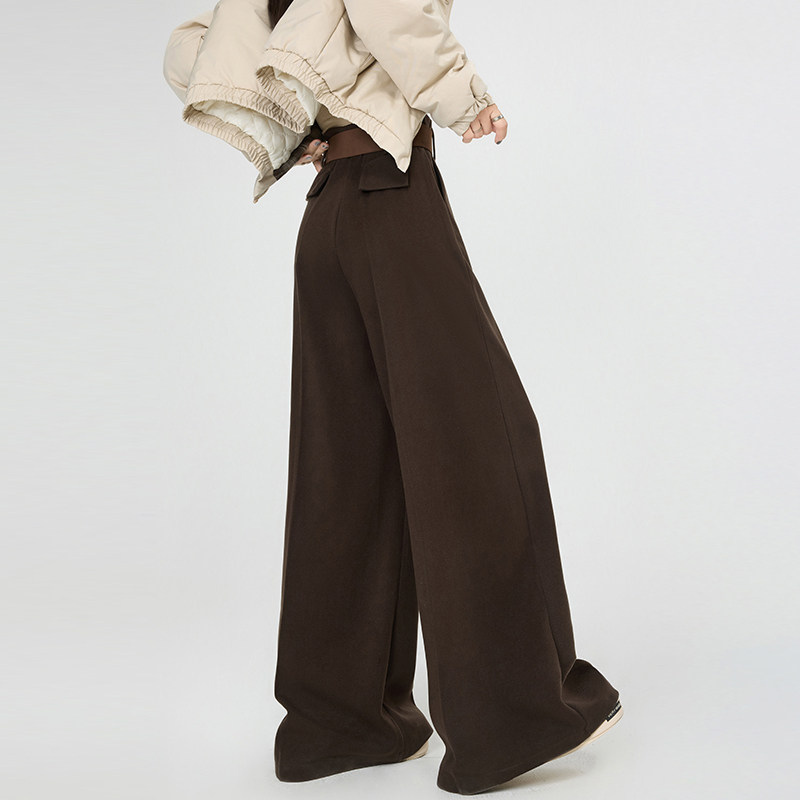 蜜略大码宽松胖MM冬季简约阔腿裤