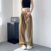 高腰直筒长裤 大码 子 胖mm宽松显瘦薄款 休闲裤 冰丝速干阔腿裤 女夏季