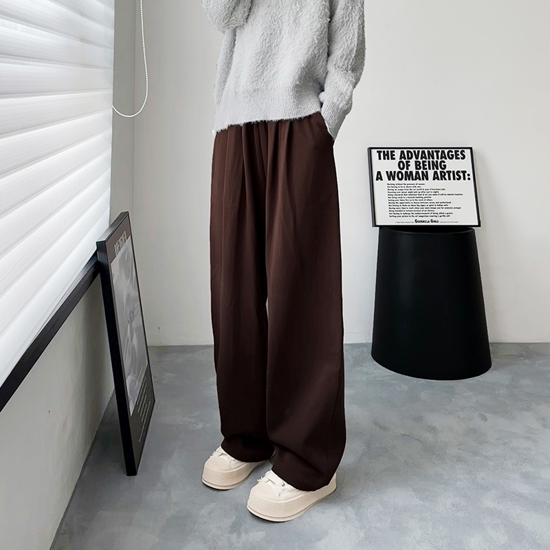 蜜略加绒咖啡色阔腿裤女胖mm