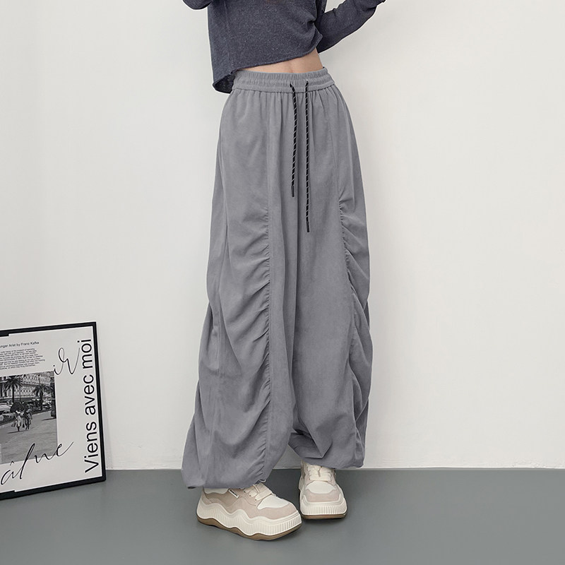 大码褶皱阔腿裤胖mm梨形身材修饰腿型休闲裤春季新款宽松显瘦长裤,女装/女士精品,大码裤装,淘宝优惠券,粉丝福利购,淘宝优惠卷