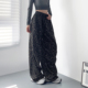 阔腿裤 运动卫裤 女冬季 大码 2025新款 豹纹酷飒个性 胖mm宽松显瘦长裤