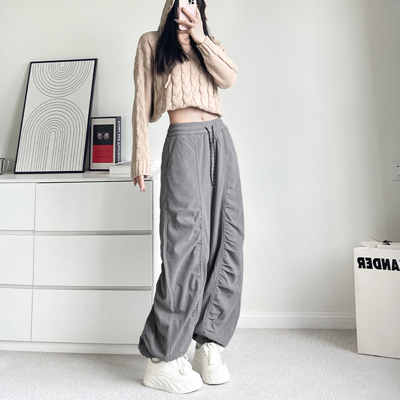 立体褶皱阔腿裤女冬季新款大码胖mm宽松束脚裤微胖女孩慵懒休闲裤,女装/女士精品,大码裤装,淘宝优惠券,粉丝福利购,淘宝优惠卷