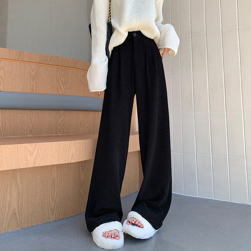 蜜略垂感休闲显瘦梨型身材阔腿裤