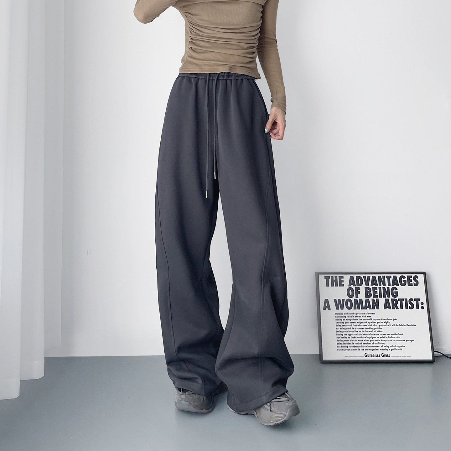 梨型身材显瘦遮肉阔腿裤女秋季新款大码胖mm慵懒风宽松运动休闲裤,女装/女士精品,大码裤装,淘宝优惠券,粉丝福利购,淘宝优惠卷