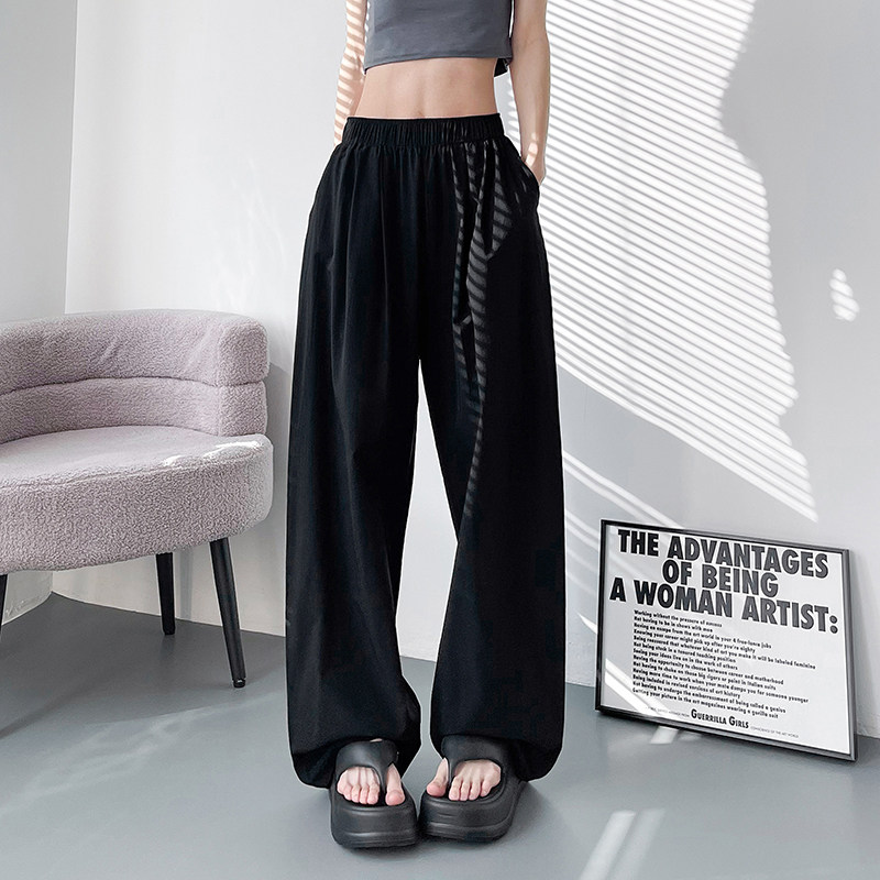 黑色阔腿裤女夏季大码胖mm高腰防晒宽松休闲裤夏日松弛感拖地长裤,女装/女士精品,大码裤装,淘宝优惠券,粉丝福利购,淘宝优惠卷