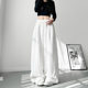 大码 微胖女孩显瘦遮肉加绒直筒裤 白色慵懒风软糯运动阔腿裤 女冬季