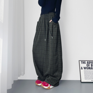 慵懒风格 胖mm松弛感休闲裤 子阔腿裤 垂感显瘦遮肉堆堆裤 女冬季 大码
