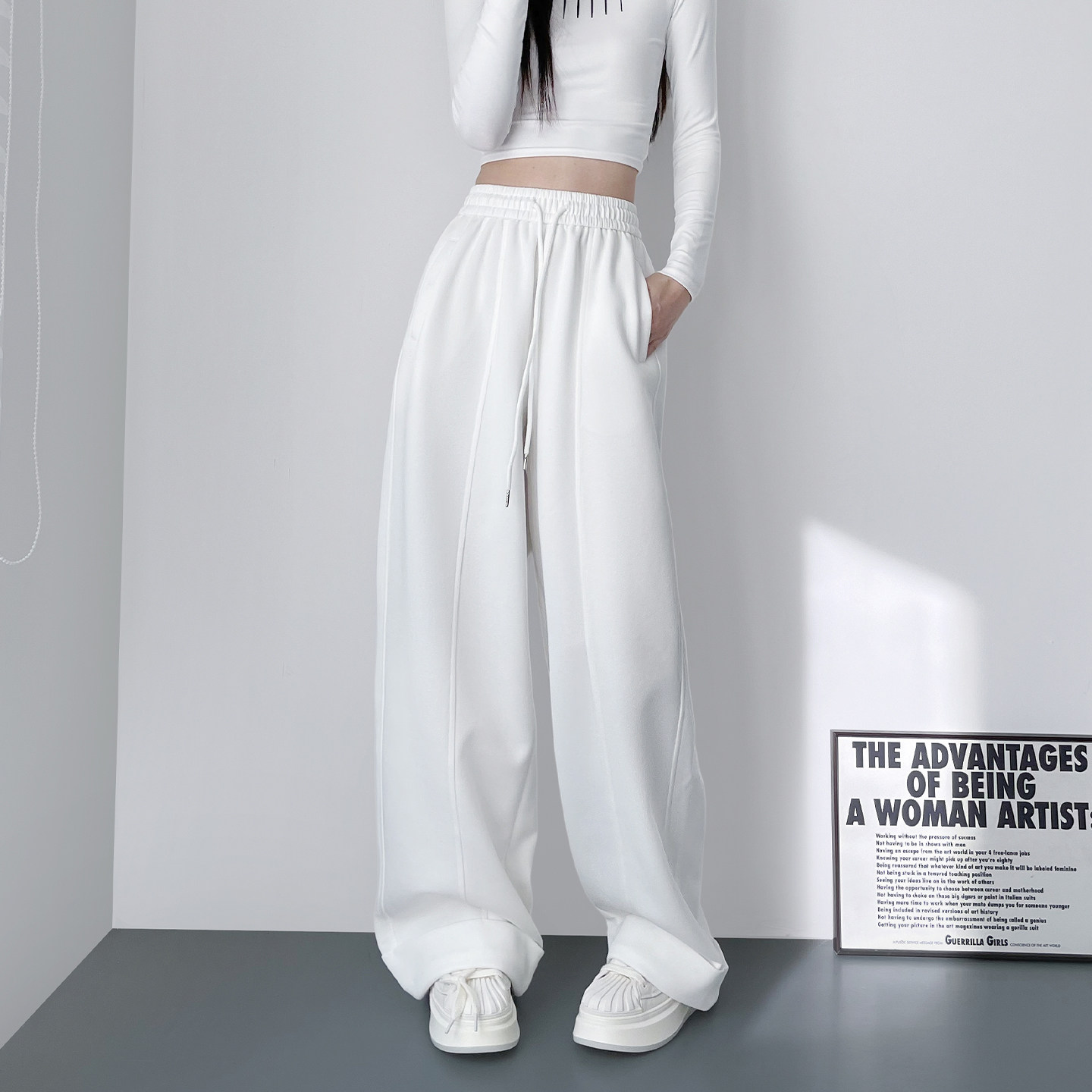 大码胖mm奶芙软糯阔腿裤女春季新款梨形身材显瘦慵懒香蕉弯刀卫裤,女装/女士精品,大码裤装,淘宝优惠券,粉丝福利购,淘宝优惠卷