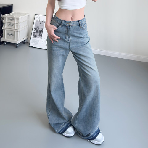大码胖mm水洗牛仔裤女春季