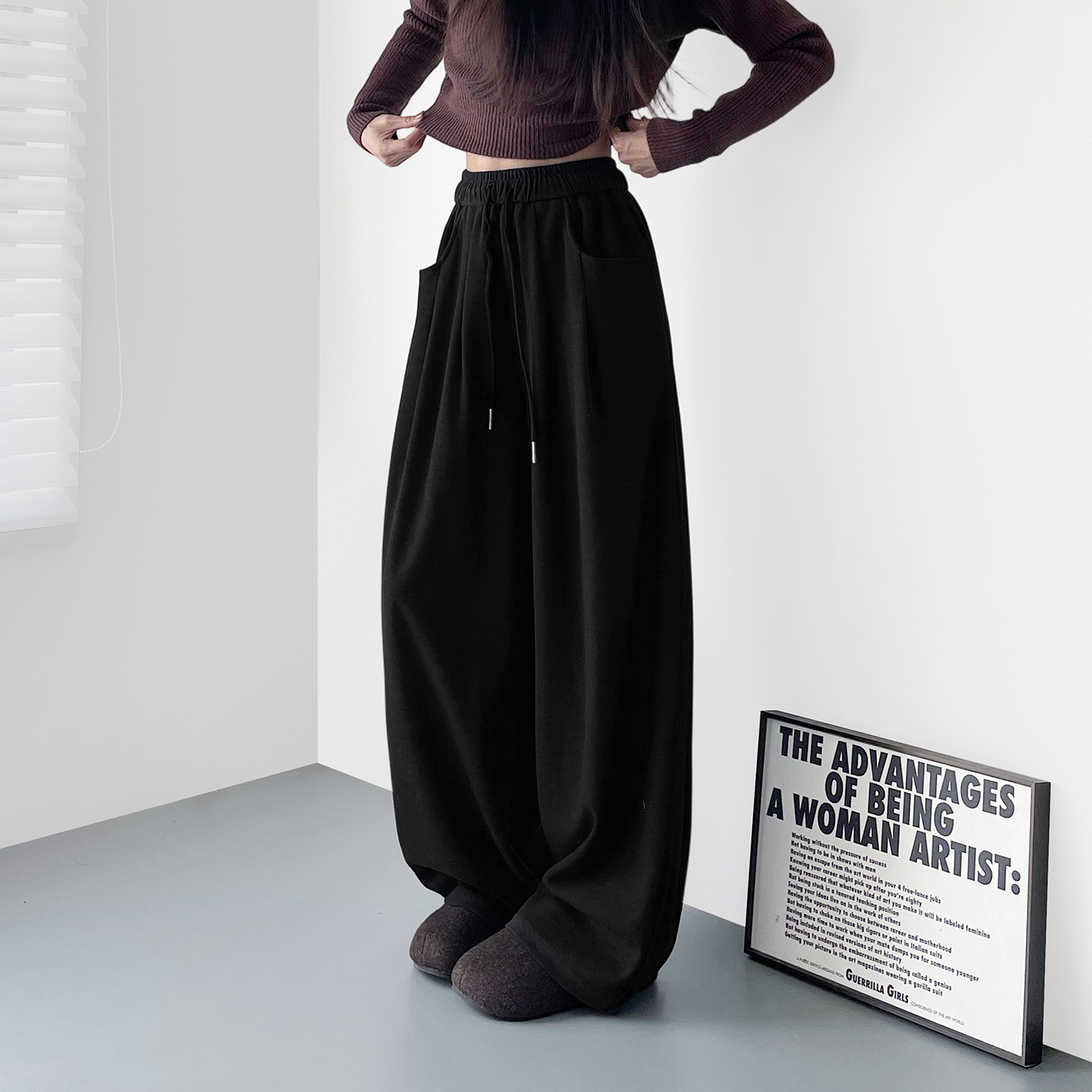 蜜略大码纯色秋冬休闲裤梨形身材