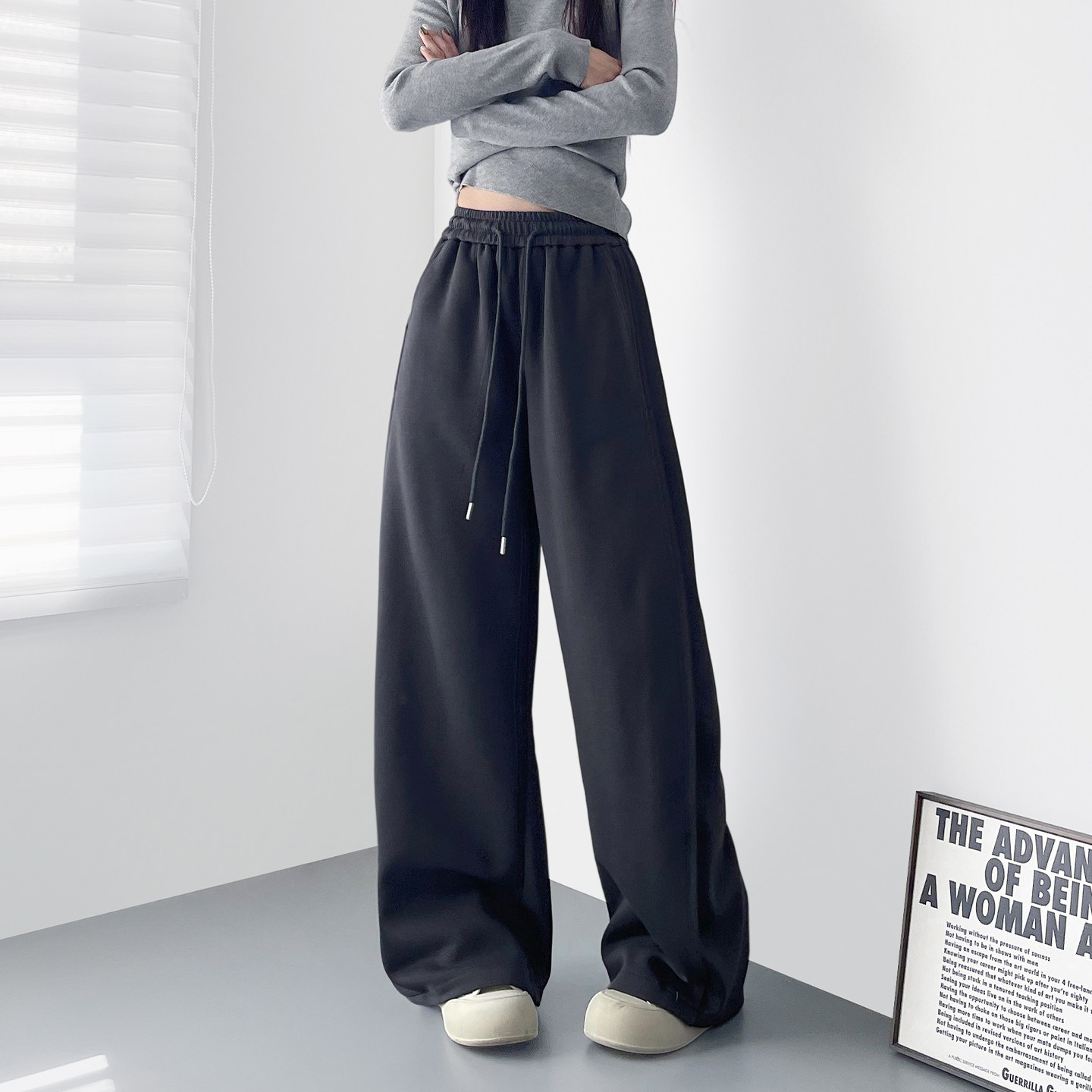 2026春季新款高腰直筒宽松阔腿裤女大码显瘦胖mm藏肉软糯运动裤子,女装/女士精品,大码裤装,淘宝优惠券,粉丝福利购,淘宝优惠卷