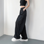冰丝速干运动直筒裤 工装 子 胖mm夏季 多巴胺宽松休闲裤 阔腿裤 女大码