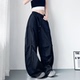 夏日松弛感胖mm宽松显瘦慵懒风抽绳运动裤 大码 纯色冰丝速干阔腿裤