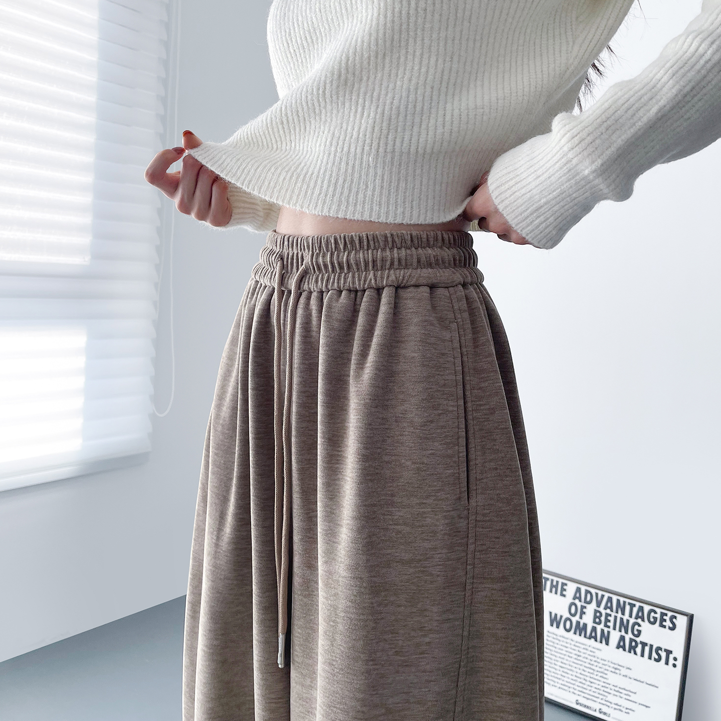 蜜略大码秋冬胖mm阔腿裤梨形身材