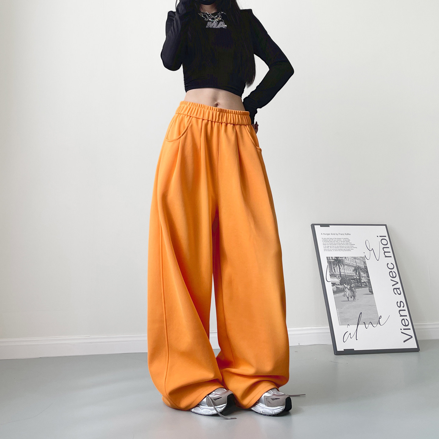 大码运动卫裤女春季慵懒胖mm显瘦松弛感梨形身材弯刀阔腿香蕉裤子,女装/女士精品,大码裤装,淘宝优惠券,粉丝福利购,淘宝优惠卷