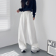 大码 子 胖mm显瘦宽松加绒阔腿弯刀裤 白色奶芙慵懒风运动卫裤 女冬季