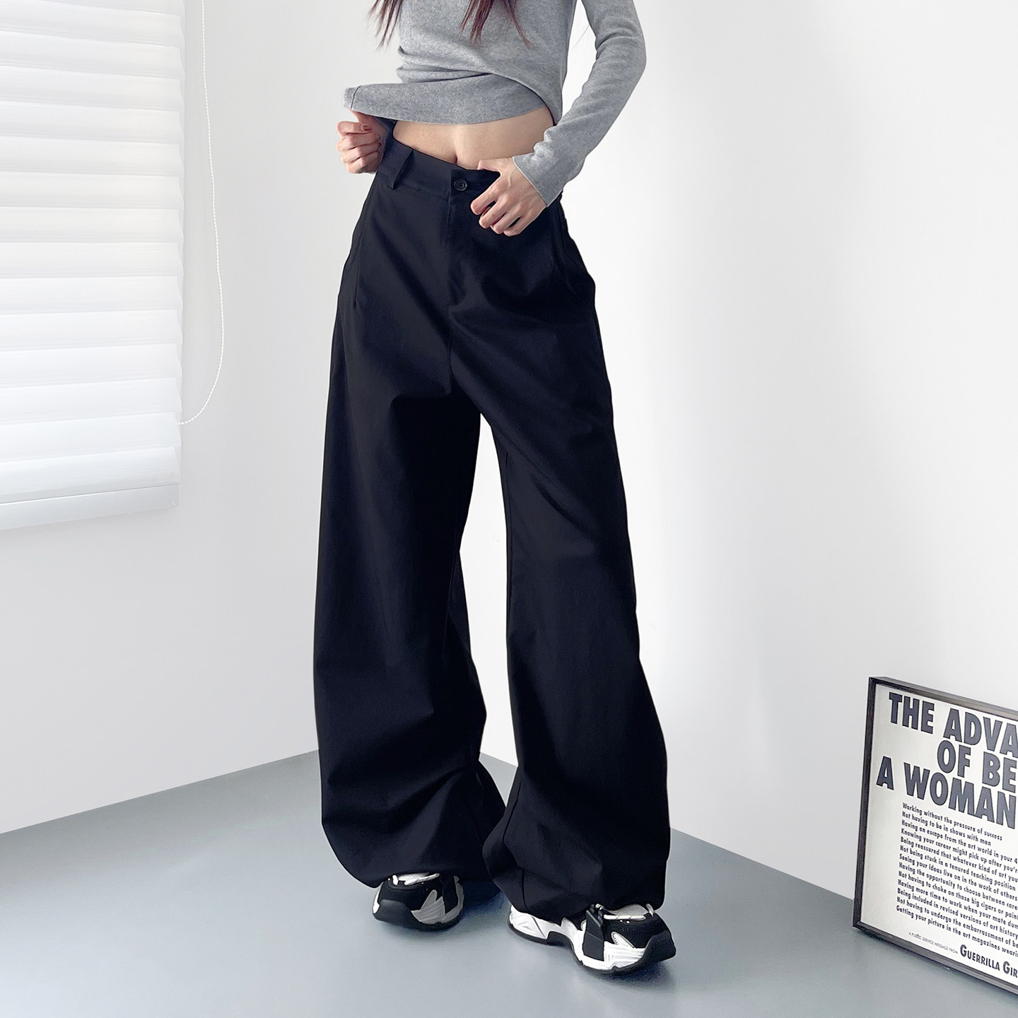 2026春季新款显瘦宽松阔腿西装裤女大码胖mm高腰慵懒风加长休闲裤,女装/女士精品,大码裤装,淘宝优惠券,粉丝福利购,淘宝优惠卷