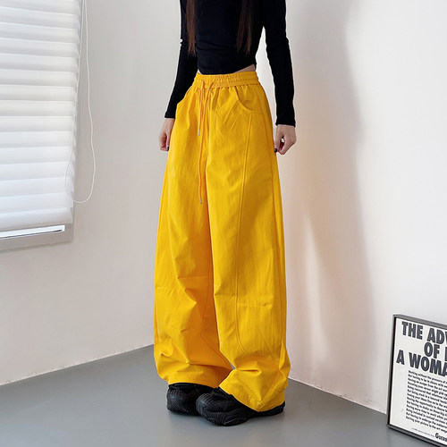 蜜略大码宽松胖MM秋季纯色阔腿裤