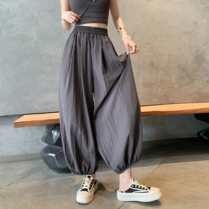 冰感防晒速干灯笼裤女夏季大码胖mm休闲百搭八分裤宽松显瘦哈伦裤