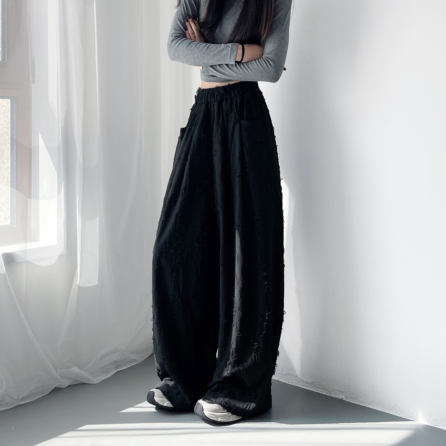 大码软糯破洞阔腿裤女2026春季新款胖mm宽松下显瘦设计感乞丐裤子,女装/女士精品,大码裤装,淘宝优惠券,粉丝福利购,淘宝优惠卷