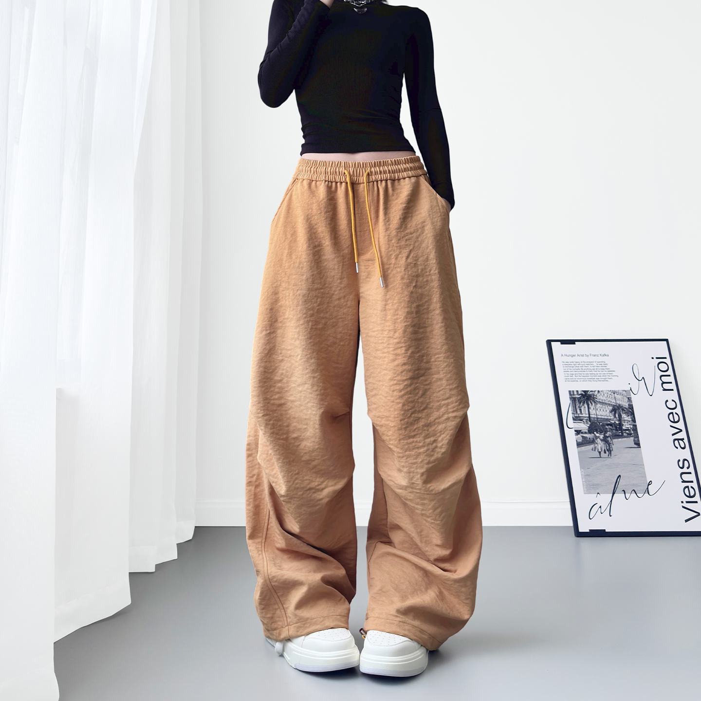 蜜略大码秋季胖mm阔腿裤梨形身材