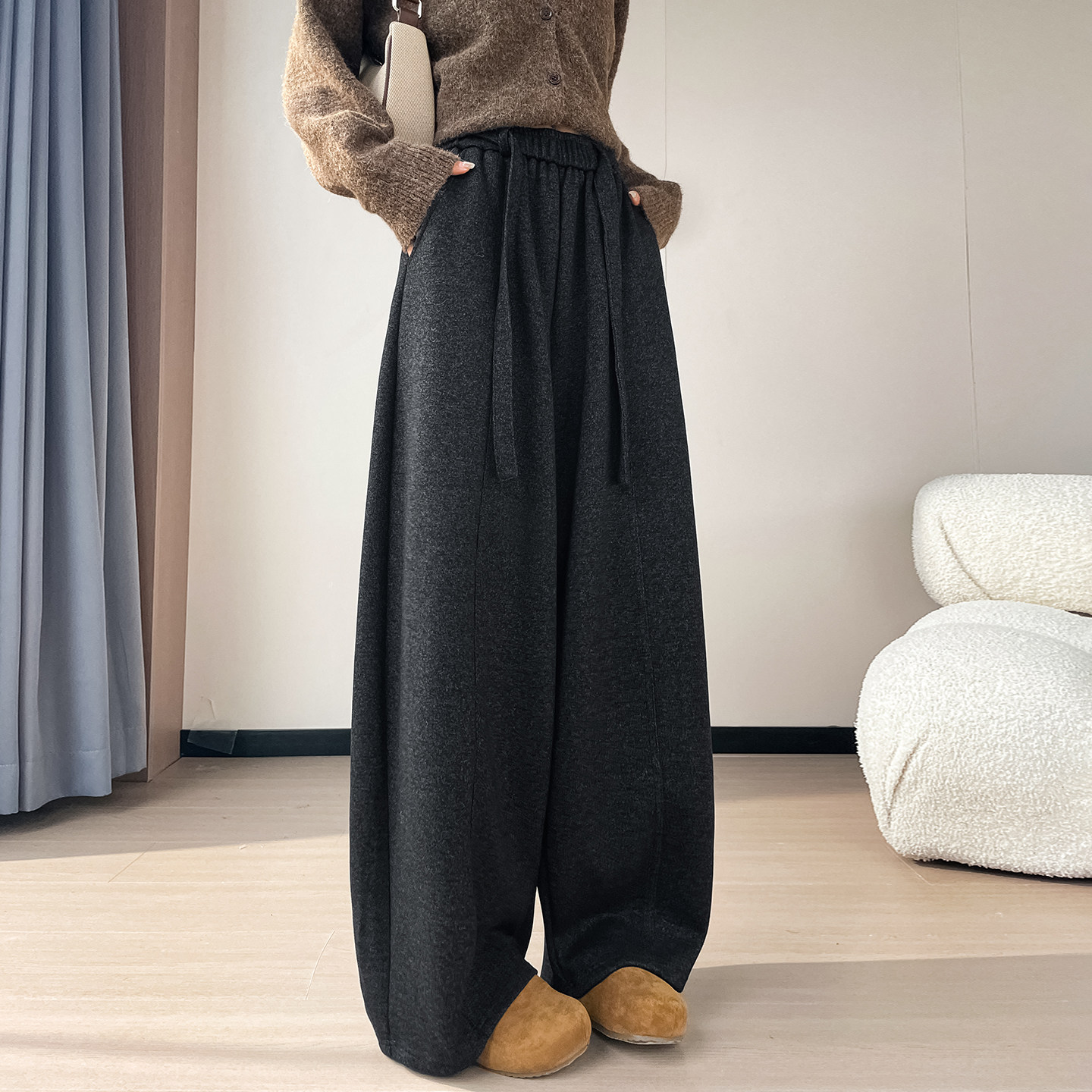 冬季加绒加厚保暖休闲运动裤女大码胖mm显瘦过冬神裤慵懒垂感卫裤,女装/女士精品,大码裤装,淘宝优惠券,粉丝福利购,淘宝优惠卷