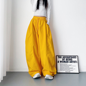 新款 纯色慵懒风阔腿裤 女大码 2025秋季 胖mm宽松显瘦跳舞运动休闲裤