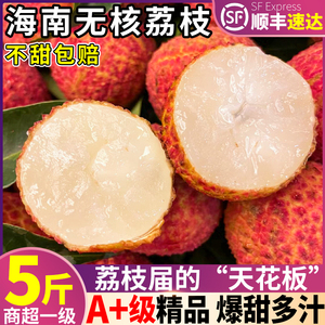顺丰礼盒 5斤海南无核荔枝新鲜包邮当季水果无籽老树现发摘采整箱