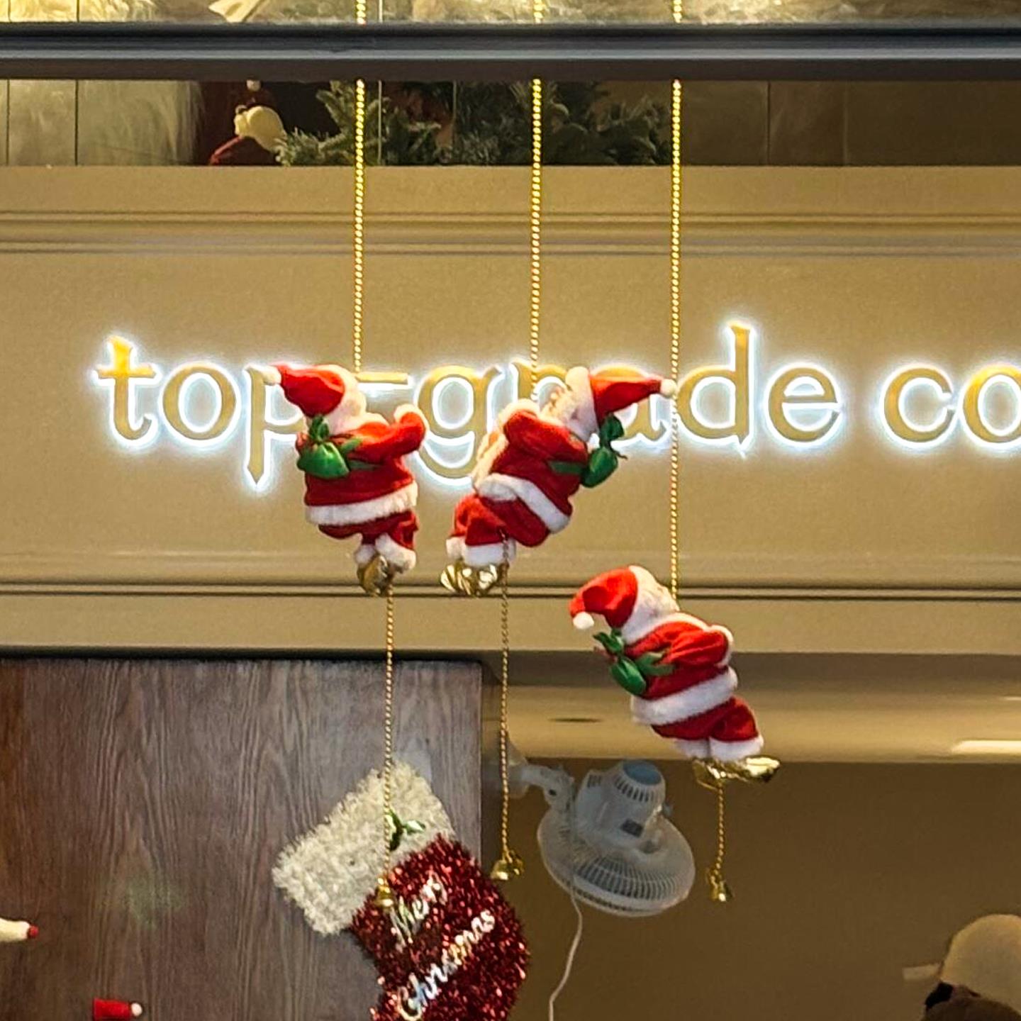 圣诞节装饰圣诞老人爬绳玩具挂件场景布置氛围店铺咖啡厅挂饰礼物