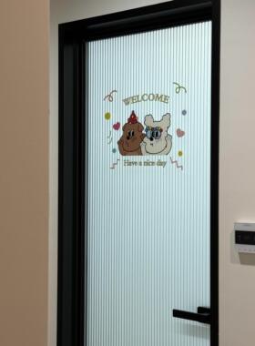 新家的100个快递 小熊化妆室贴纸装饰浴室门静电贴纸可爱家居好物