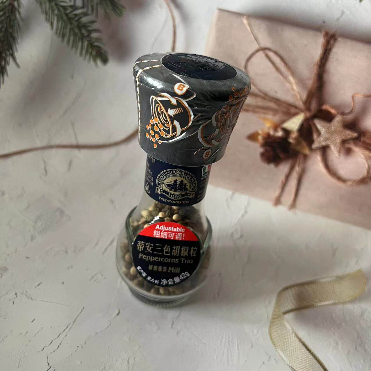 意大利进口蒂安三色胡椒粒研磨瓶42g烧烤牛排西餐调味料现磨胡椒