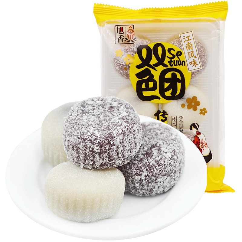 新日期上海三香食品双色团300g 麻薯干吃汤圆糯米团零食手