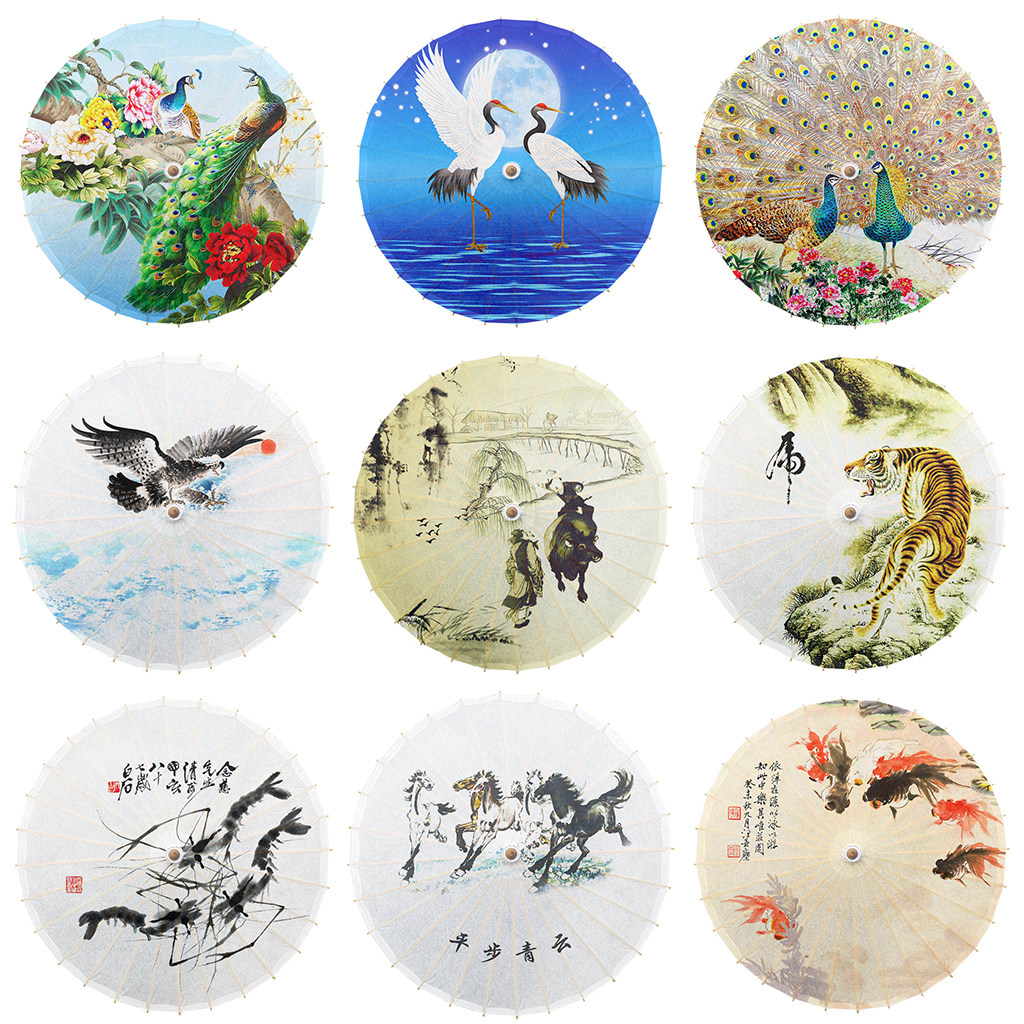 古典手工纸雨伞 中式吊伞装饰 中国风竹伞水墨画油纸伞舞蹈道具伞