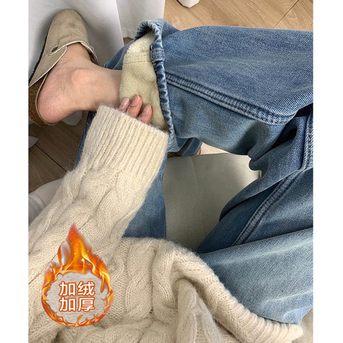 窄版直筒高腰显瘦牛仔裤女九分