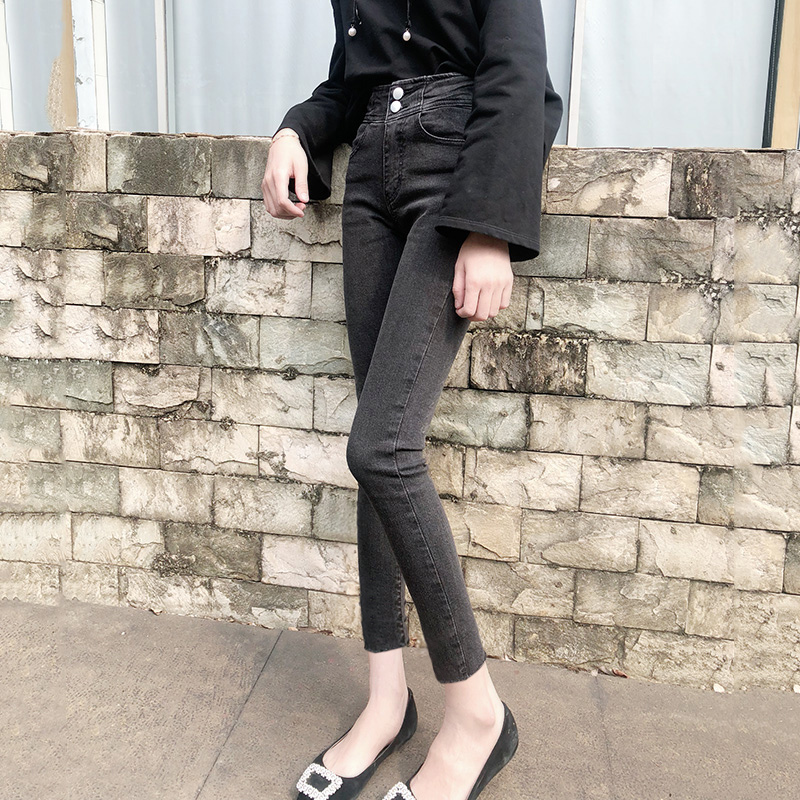 紧身薄绒九分秋冬款小个子牛仔裤