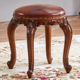 实木梳妆凳欧式 椅子公主梳妆台方凳软包化妆凳 圆凳子卧室家用美式