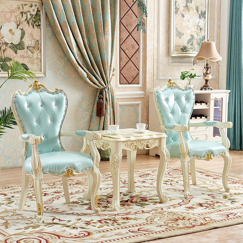 简约餐桌欧式实木椅子洽谈桌成人接待休闲桌子阳台桌椅组合咖啡桌