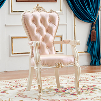 欧式实木椅子公主书桌椅真皮美式简约家用靠背舒适餐椅扶手椅包邮