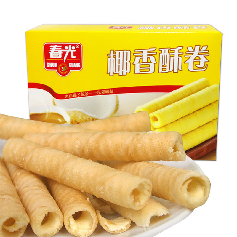 山姆冠名包邮海南特产 春光食品 椰香酥卷150g 椰奶蛋卷椰子饼干