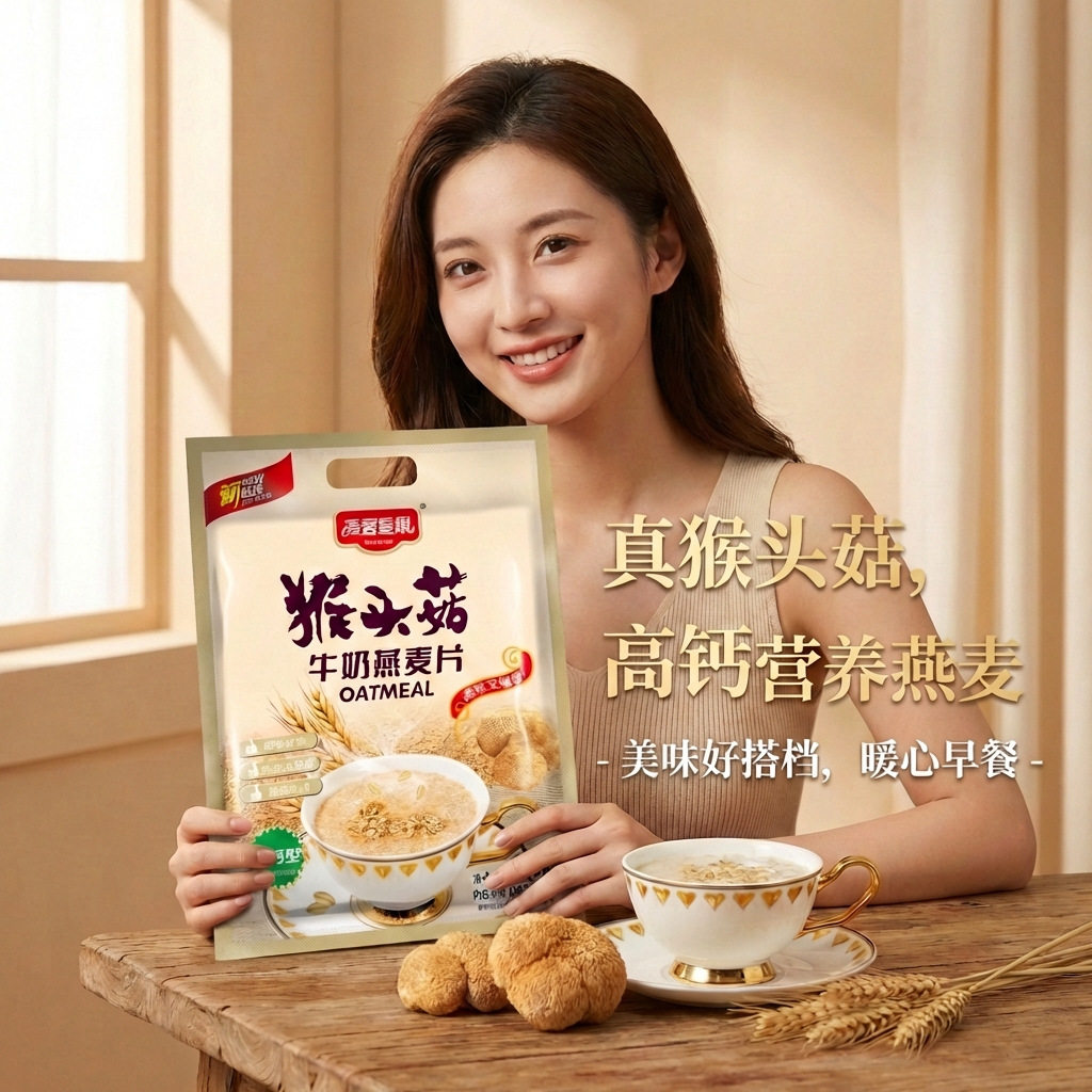 山姆冠名猴头菇牛奶燕麦片360g麦片懒人早餐谷物即冲即饮营养速食