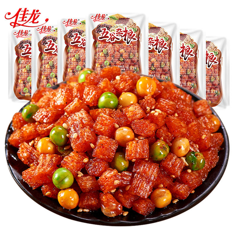 山姆冠名佳龙五谷杂粮辣条独立包装素牛肉粒筋麻辣面筋豌豆子豆皮