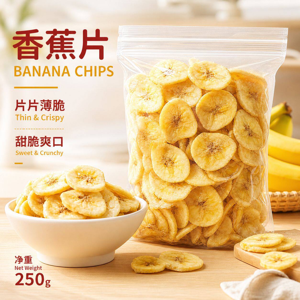 山姆冠名香蕉片500g零食坚果特产炒货蜜饯果脯水果干年货干果