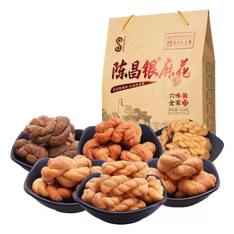 山姆冠名重庆特产磁器口陈昌银麻花528g 全家福6口味礼盒古镇糕点