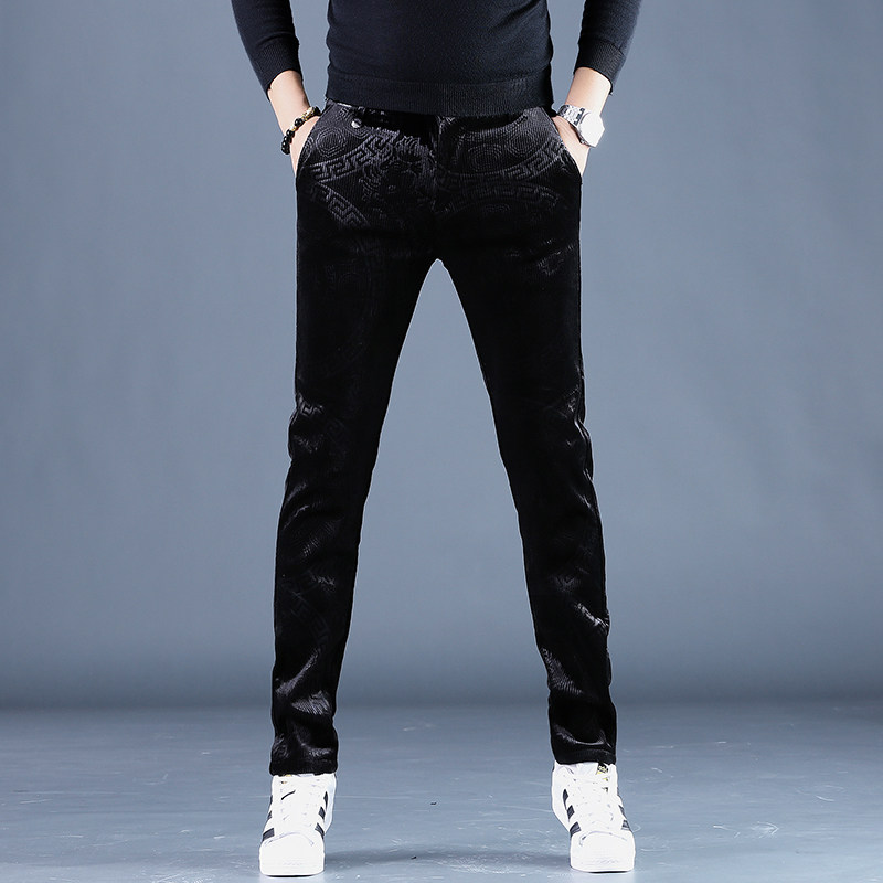 高品质男长裤韩版修身弹力直筒英伦休闲裤弹力灯芯绒印花显瘦西裤,男装,休闲裤,淘宝优惠券,粉丝福利购,淘宝优惠卷
